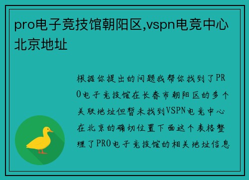 pro电子竞技馆朝阳区,vspn电竞中心北京地址